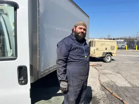 Man at work, ready for action.